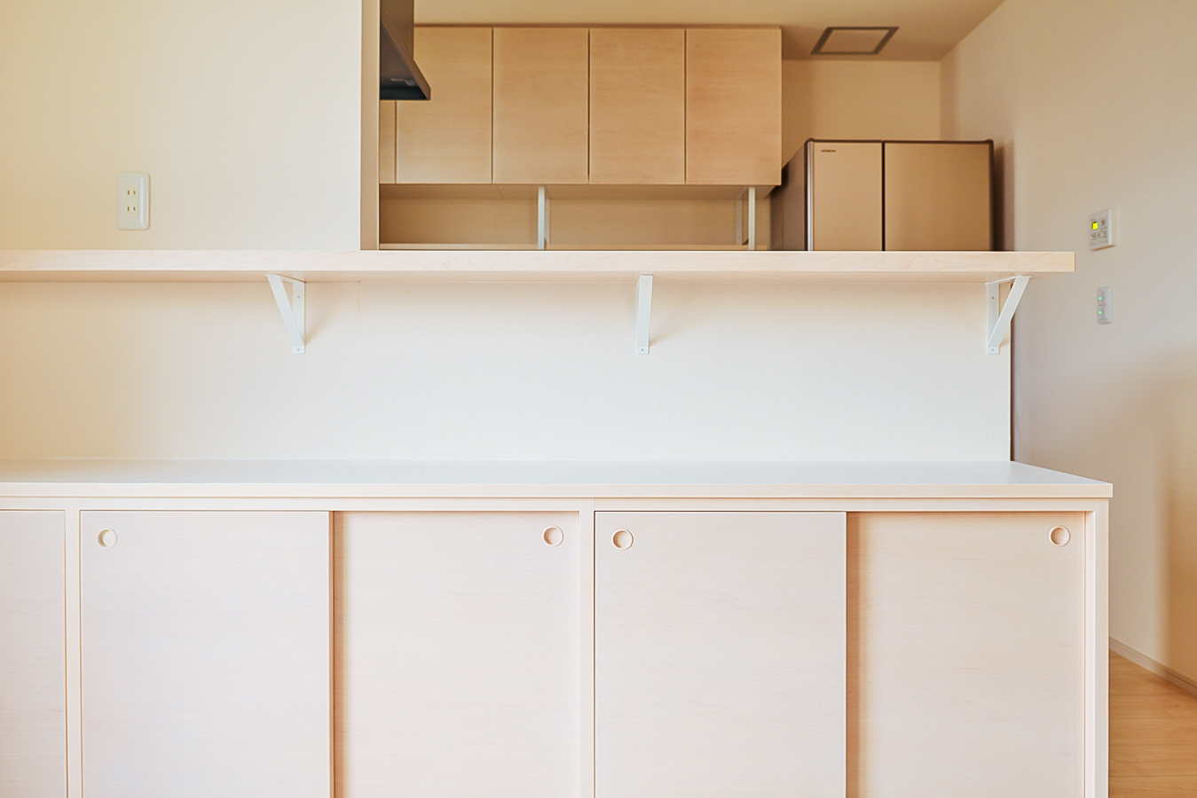 カウンタートップを取り付けることでスペースにゆとりができた