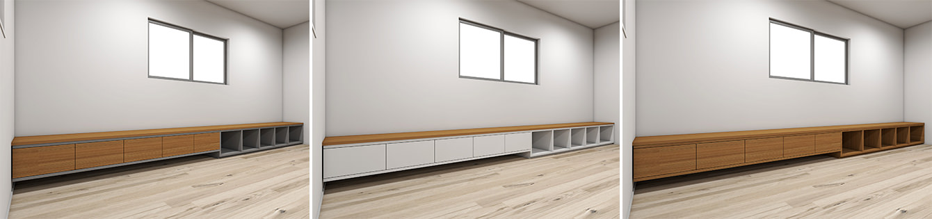 木の材質をパターンで提案した結果、一番右のアメリカンチェリーが決まった
